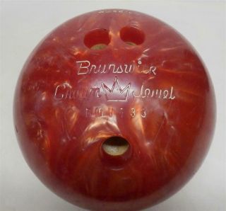 Vintage Brunswick Crown Jewel Bowling Ball Bmv733,  Red Swirl,  12,  Box