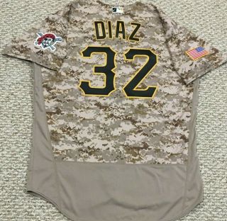 ELIAS DIAZ size 48 32 2015 Pittsburgh Pirates game jersey CAMO issued MLB HOLO 3
