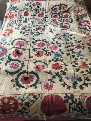 Antique Late 18th Or Early 19th Suzani (needlework) Probably From Uzbekistan