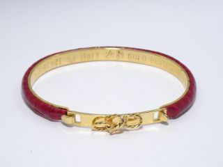 Vintage Signed Firenze " 24 K " Gold Pated With Snake Skin 6 Mm Bangle Bracelet