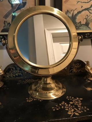 Vintage Brass Shaving Vanity Mirror - European
