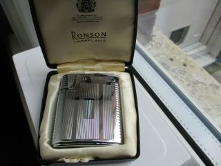 Ronson Varaflame Lighter - With Wind Guard,  Box - Vgc