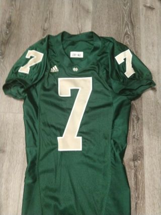 2008 Adidas Team Issued Authentic Game Notre Dame Football Green Jersey 7 Irish