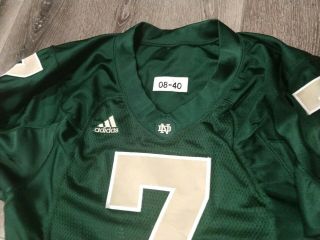 2008 ADIDAS TEAM ISSUED AUTHENTIC GAME NOTRE DAME FOOTBALL GREEN JERSEY 7 IRISH 2