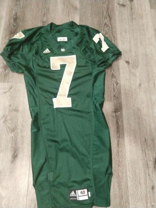 2008 ADIDAS TEAM ISSUED AUTHENTIC GAME NOTRE DAME FOOTBALL GREEN JERSEY 7 IRISH 3