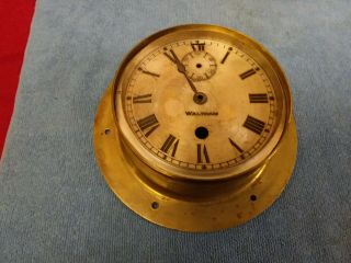 Vintage Waltham Ships Bell Clock Brass Case Parts Restoration