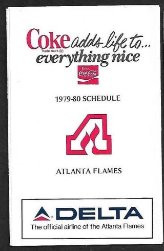 Atlanta Flames / Hawks 1979 - 80 Schedule,  Nhl Hockey,  Nba,  4 Page Foldout,  Coke