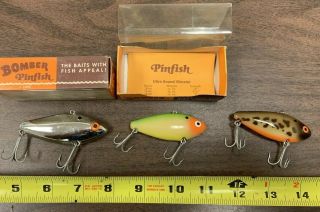 3 Vintage Bomber Bait Pinfish Fishing Lures Texas Tackle Box Insert Trout