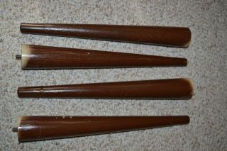 Vintage Mid Century Modern Mcm Pencil Table Legs Set Of 4 (14 ") Brass Tips