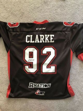 OHL Ottawa 67’s Autographed Graeme Clarke REDBLACKS Game Worn Theme jersey 2