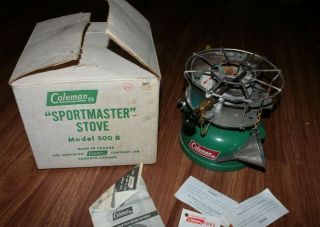 Vintage 1 - 74 Coleman Sportmaster Stove No 500 B Camping Hunting Green