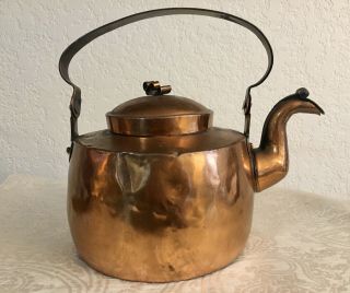 Rare Antique Hand Made Copper Tea Pot / Kettle