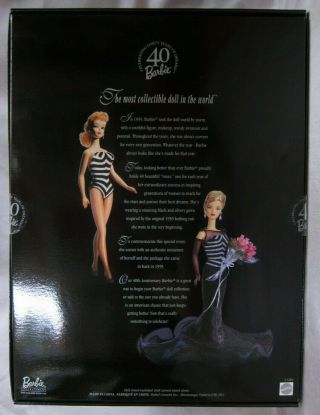 40th Anniversary Barbie doll Mattel includes mini vintage style miniature 1999 3