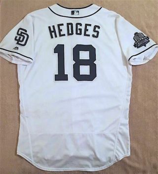 2018 AUSTIN HEDGES Game Padres Home Jersey 18 Hoffman Hall of Fame Patch 2
