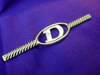 Letter D Mens Tie Clasp Clip Extra Long 3,  " Vtg 60s In Ex Cd Costume Jewelry