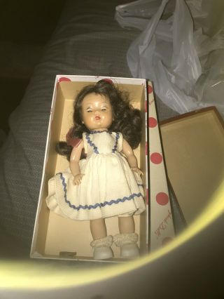 Vintage Storybook Muffie Doll Brown Hair Walker Arms Need To Be Reattached