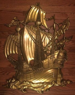 Home Interiors 3663 Gold Pirate Ship LARGE 29 