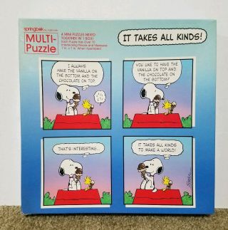 Vintage Springbok By Hallmark Snoopy Peanuts Multi - Puzzle " It Takes All Kinds "