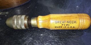 Vintage Great Neck Wooden Handle Hand Vise.  Machinist.  Woodwork Pv 1 File Handle