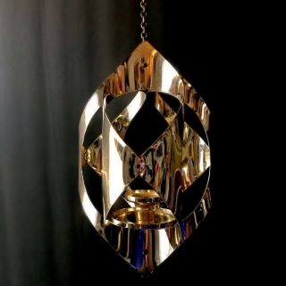 Mid Century Modern Hanging Brass Candle Holder Modernistic Abstract Chandelier