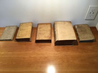 Antique Books Set Of 5 - 1582,  1582,  1584 (2),  1592