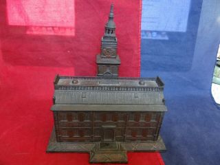 Rare Antique 1875 Enterprise Independence Hall Cast Iron Toy Bank