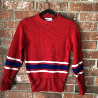 Amf Vintage Official Cheerleader Red White Blue Sweater Size 32