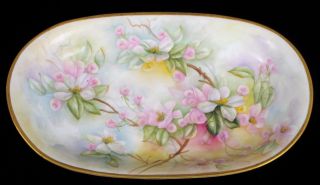 Antique T&v Limoges France Porcelain Hand Painted Large Serving Platter Floral