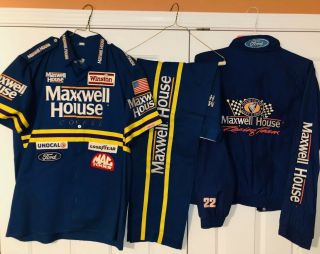 Vintage Nascar Crew Uniform/jacket Sterling Marlin Maxwell House Jr Johnson Ford