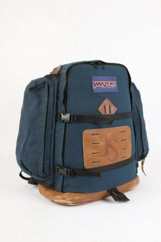 Vintage 90s Jansport Leather Bottom Backpack Daypack Hiking Bag Usa
