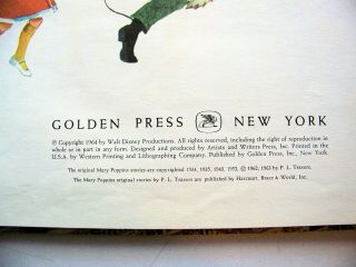 1964 BIG Golden Book Edition WALT DISNEY ' S MARY POPPINS 3