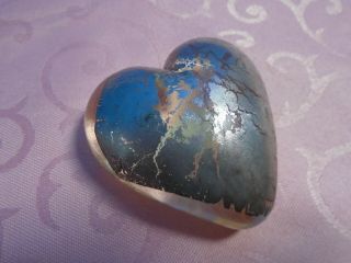 Vintage Robert Held Signed Art Glass Heart Shape Paperweight With Sticker