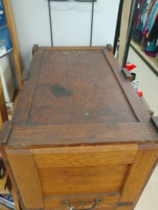 Antique Solid Oak Office Mission Arts & Crafts 4 Drawer File Cabinet - Stunning 3