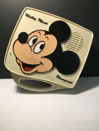 Vintage 1970s Shelcore Walt Disney Mickey Mouse Phonograph Record Player