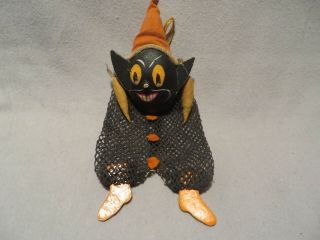Very Rare Antique (german?) Black Cat Net Halloween Candy Bag