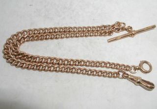 " Antique 9ct Rose Gold Double Graduated Kerb Link Albert Chain " Circa 1900 34.  5g
