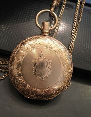 Vtg American Waltham Watch Co 1 1/2 " Pocket Watch With Chain,  Repair