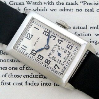 Mens 1928 Gruen Guild Quadron 14k Gold Filled Vintage Art Deco Swiss Watch