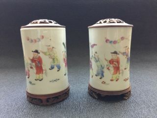 A Chinese Famille Rose Porcelain Brush Pot Signed H 4.  25” D 3.  25”