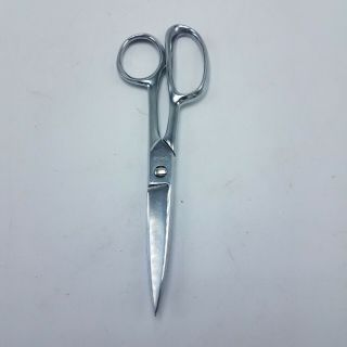 Vintage Gingher 8 1/4 " Chrome Sewing Scissors Made In Brazil