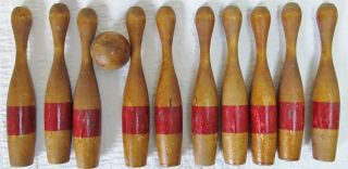 Vintage Wooden Ten Pin Bowling Set