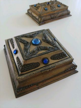 Antique Art Nouveau Bronze La Causta Pearls Jeweled Box