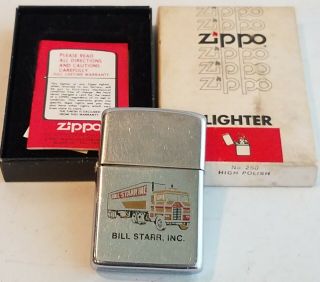 Zippo Lighter Bill Starr Trucking Company 1982 W Box & Paper Trucker