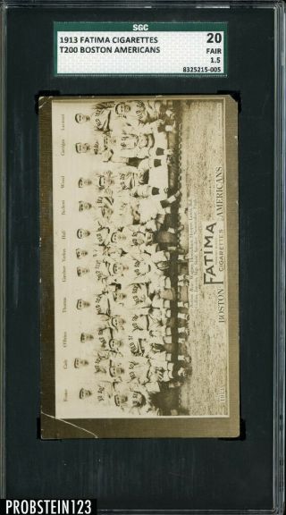 1913 Fatima Red Sox T200 Tris Speaker Smoky Joe Wood Harry Hooper Sgc 20 1.  5