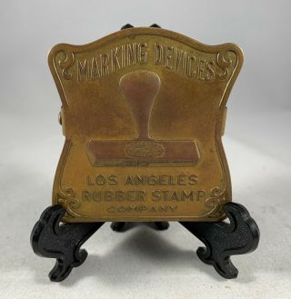 Vintage Brass Desk Clip Los Angeles Rubber Stamp Co.  Marking Devices L@@ K