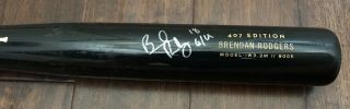 Brendan Rodgers GAME 2018 CRACKED BAT autograph SIGNED Rockies 2