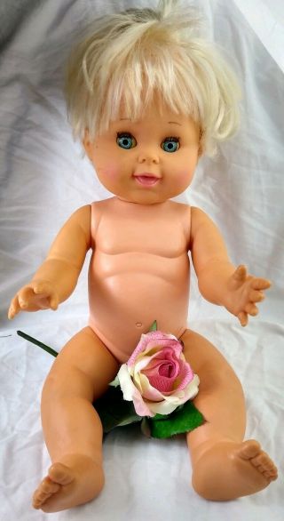 Vintage Betsy Wetsy Doll 1989 Blond Hair Blue Eyes 16” Ideal Toy