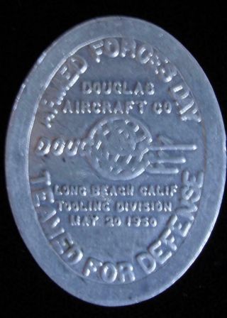 Vintage 1950 Douglas Aircraft Armed Forces Day Long Beach Tooling Division Token