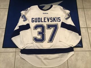 KRISTERS GUDLEVSKIS GAME WORN TAMPA LIGHTNING GOALIE ROOKIE JERSEY PHOTO MATCHED 2