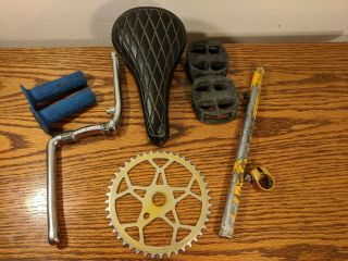 Vtg Old School Mongoose Crank Grips Pedals Post Clamp Seat Motomag